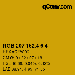 カラーコード: RGB 207 162.4 6.4 | qconv.com