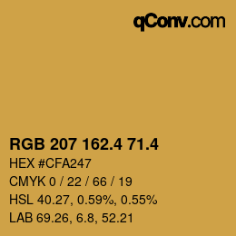 カラーコード: RGB 207 162.4 71.4 | qconv.com