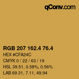 カラーコード: RGB 207 162.4 76.4 | qconv.com
