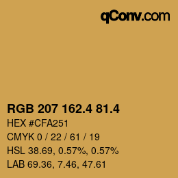 カラーコード: RGB 207 162.4 81.4 | qconv.com