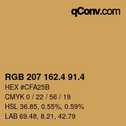 カラーコード: RGB 207 162.4 91.4 | qconv.com