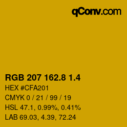 カラーコード: RGB 207 162.8 1.4 | qconv.com