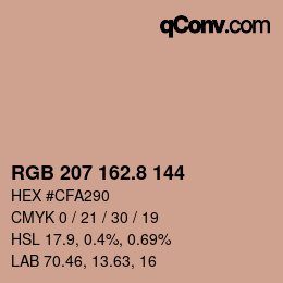 カラーコード: RGB 207 162.8 144 | qconv.com