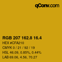 カラーコード: RGB 207 162.8 16.4 | qconv.com