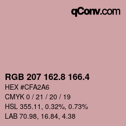 カラーコード: RGB 207 162.8 166.4 | qconv.com