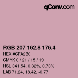 カラーコード: RGB 207 162.8 176.4 | qconv.com