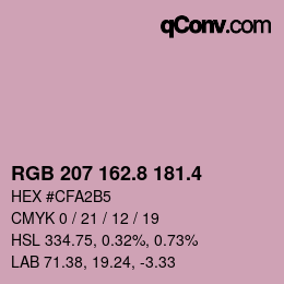 カラーコード: RGB 207 162.8 181.4 | qconv.com