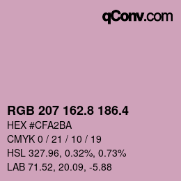 カラーコード: RGB 207 162.8 186.4 | qconv.com