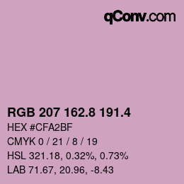 カラーコード: RGB 207 162.8 191.4 | qconv.com