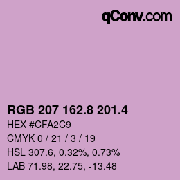 カラーコード: RGB 207 162.8 201.4 | qconv.com