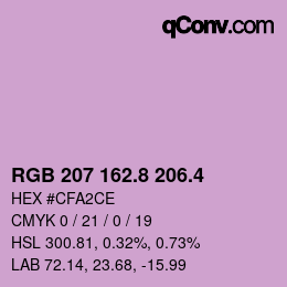 カラーコード: RGB 207 162.8 206.4 | qconv.com