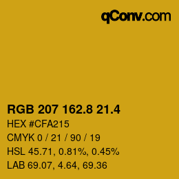 カラーコード: RGB 207 162.8 21.4 | qconv.com