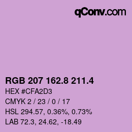 カラーコード: RGB 207 162.8 211.4 | qconv.com
