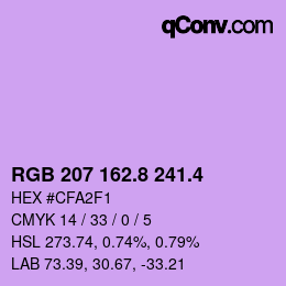 カラーコード: RGB 207 162.8 241.4 | qconv.com