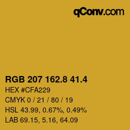 カラーコード: RGB 207 162.8 41.4 | qconv.com