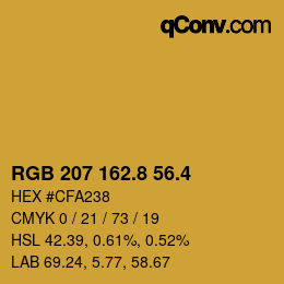 カラーコード: RGB 207 162.8 56.4 | qconv.com