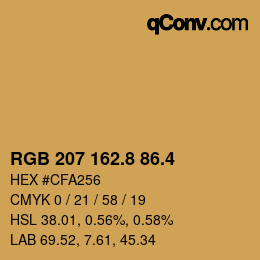カラーコード: RGB 207 162.8 86.4 | qconv.com