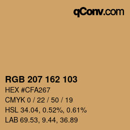 カラーコード: RGB 207 162 103 | qconv.com