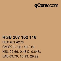 カラーコード: RGB 207 162 118 | qconv.com