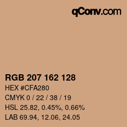Color code: RGB 207 162 128 | qconv.com