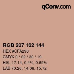 Color code: RGB 207 162 144 | qconv.com