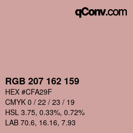 颜色代码: RGB 207 162 159 | qconv.com