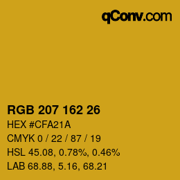 カラーコード: RGB 207 162 26 | qconv.com