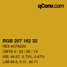 颜色代码: RGB 207 162 32 | qconv.com
