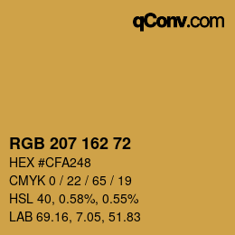 Color code: RGB 207 162 72 | qconv.com