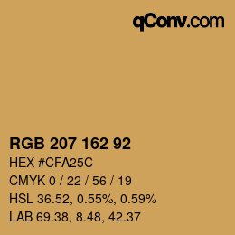 カラーコード: RGB 207 162 92 | qconv.com