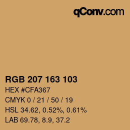 カラーコード: RGB 207 163 103 | qconv.com