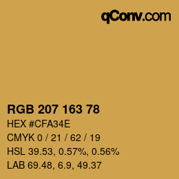 Color code: RGB 207 163 78 | qconv.com
