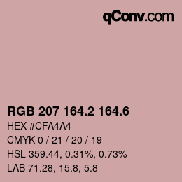 カラーコード: RGB 207 164.2 164.6 | qconv.com