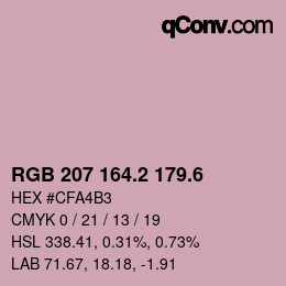 カラーコード: RGB 207 164.2 179.6 | qconv.com