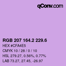 カラーコード: RGB 207 164.2 229.6 | qconv.com