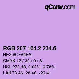 カラーコード: RGB 207 164.2 234.6 | qconv.com