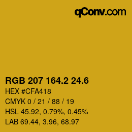カラーコード: RGB 207 164.2 24.6 | qconv.com