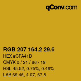 カラーコード: RGB 207 164.2 29.6 | qconv.com