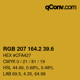 カラーコード: RGB 207 164.2 39.6 | qconv.com