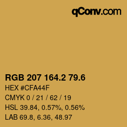 カラーコード: RGB 207 164.2 79.6 | qconv.com