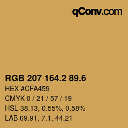 カラーコード: RGB 207 164.2 89.6 | qconv.com