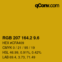 カラーコード: RGB 207 164.2 9.6 | qconv.com