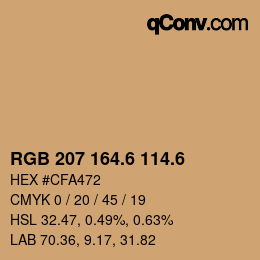 カラーコード: RGB 207 164.6 114.6 | qconv.com
