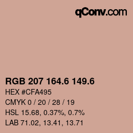 カラーコード: RGB 207 164.6 149.6 | qconv.com