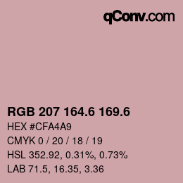 カラーコード: RGB 207 164.6 169.6 | qconv.com