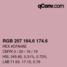 カラーコード: RGB 207 164.6 174.6 | qconv.com