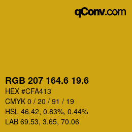カラーコード: RGB 207 164.6 19.6 | qconv.com