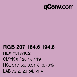 カラーコード: RGB 207 164.6 194.6 | qconv.com