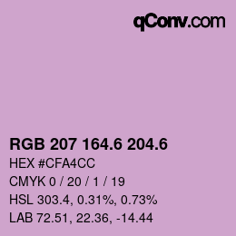 カラーコード: RGB 207 164.6 204.6 | qconv.com