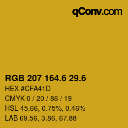 カラーコード: RGB 207 164.6 29.6 | qconv.com